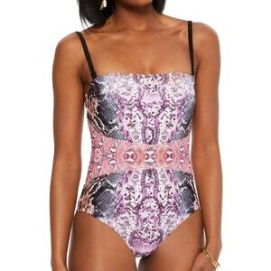 Bar III MULTI Mixed Messages Printed One-Piece Swimsuit, US Small